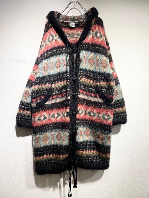used design pattern mohair mix knit cardigan