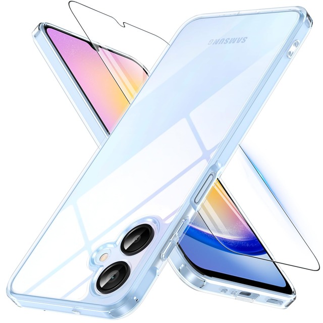 Fin2feel For Galaxy A25 5G ケース 【ガラスフィルム付き】耐衝撃 米軍MIL規格対応 黄変防止 PC+TPU 半透明 ギャラクシーa25 カバーSC-53F SCG33対応 6.7インチ用 (クリア)