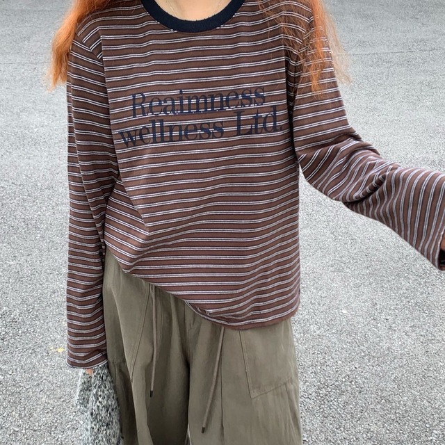 border letter oversize long-t-shirt　2litr05990