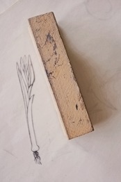 フランス 10c 平面の長ネギさんとメランコリーな木製スタンプ ヴィンテージ