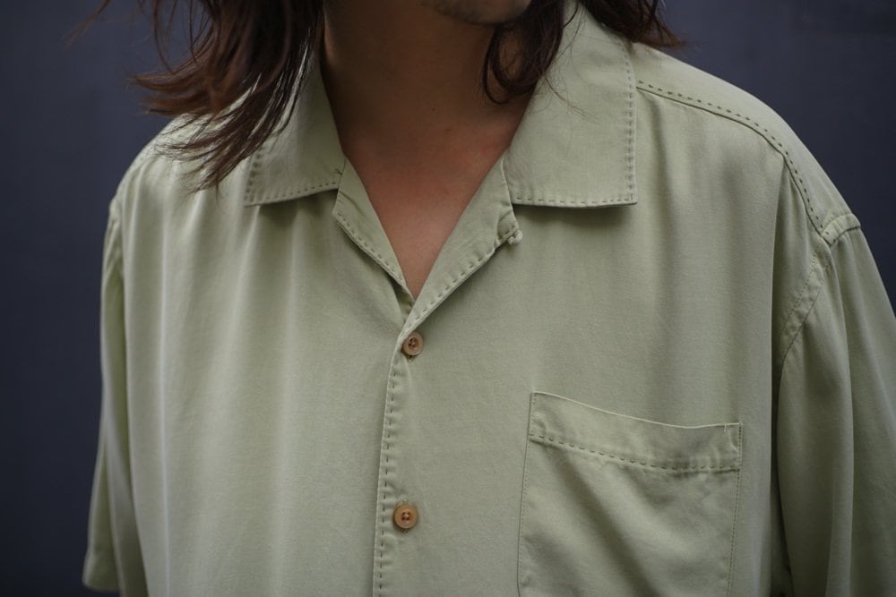 Tommy Bahama] Vintage S/S Open Collar Silk Shirt [1990s-] Vintage Silk Shirt