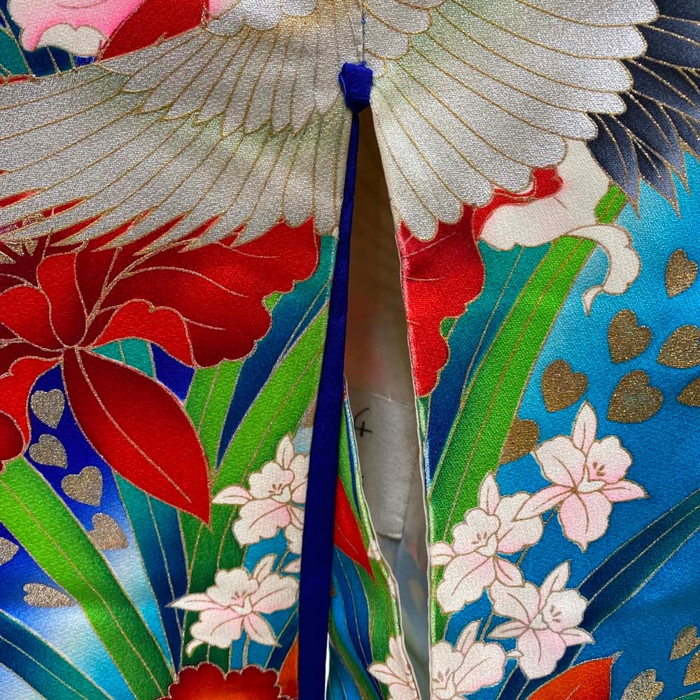 本振袖 引き振袖 正絹 水色 ブルー 桜 ピンク 花柄 古典 刺繍 結婚式  