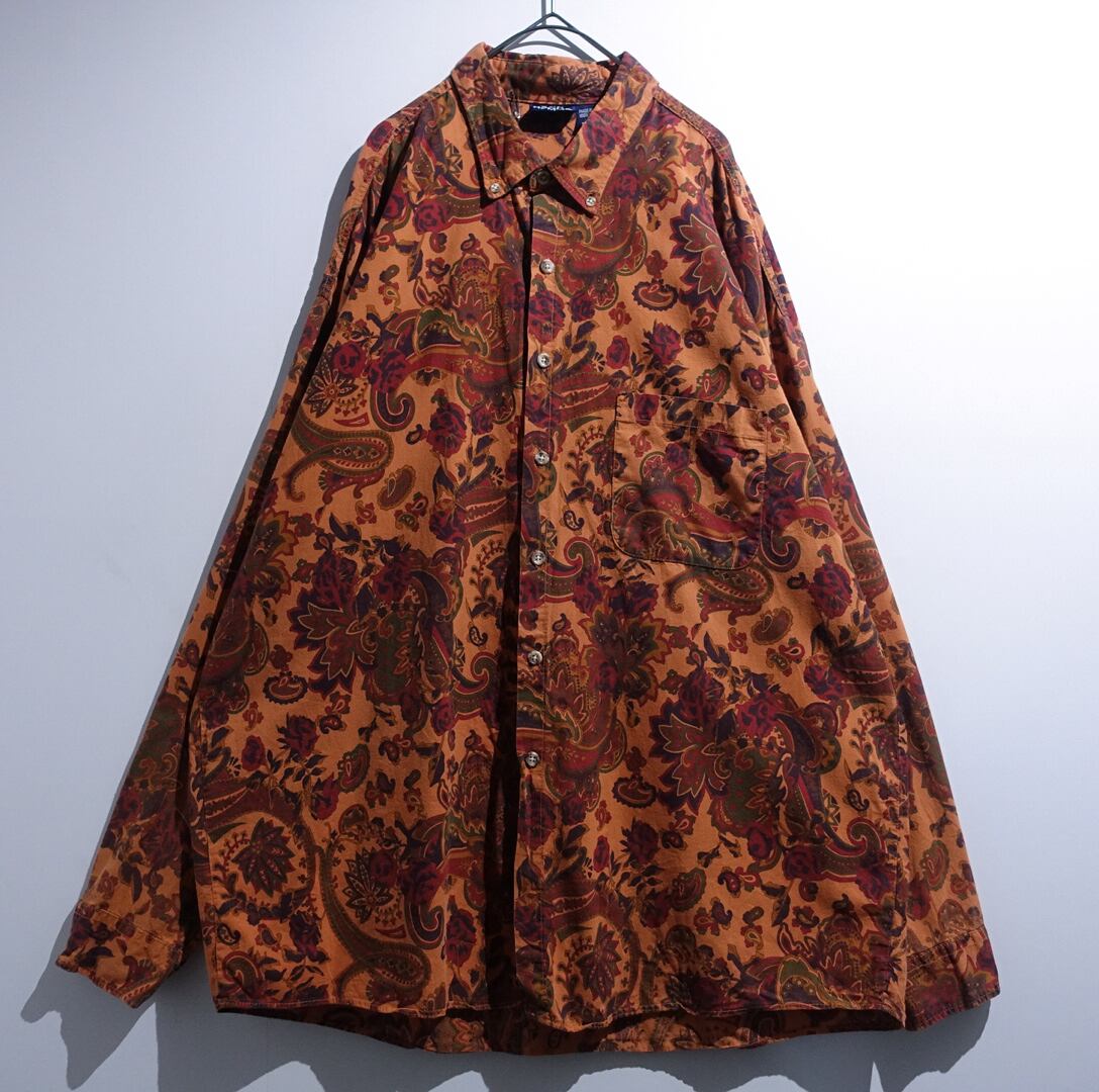 “BON HOMME”Orange Botanical Design Cotton BD Shirt