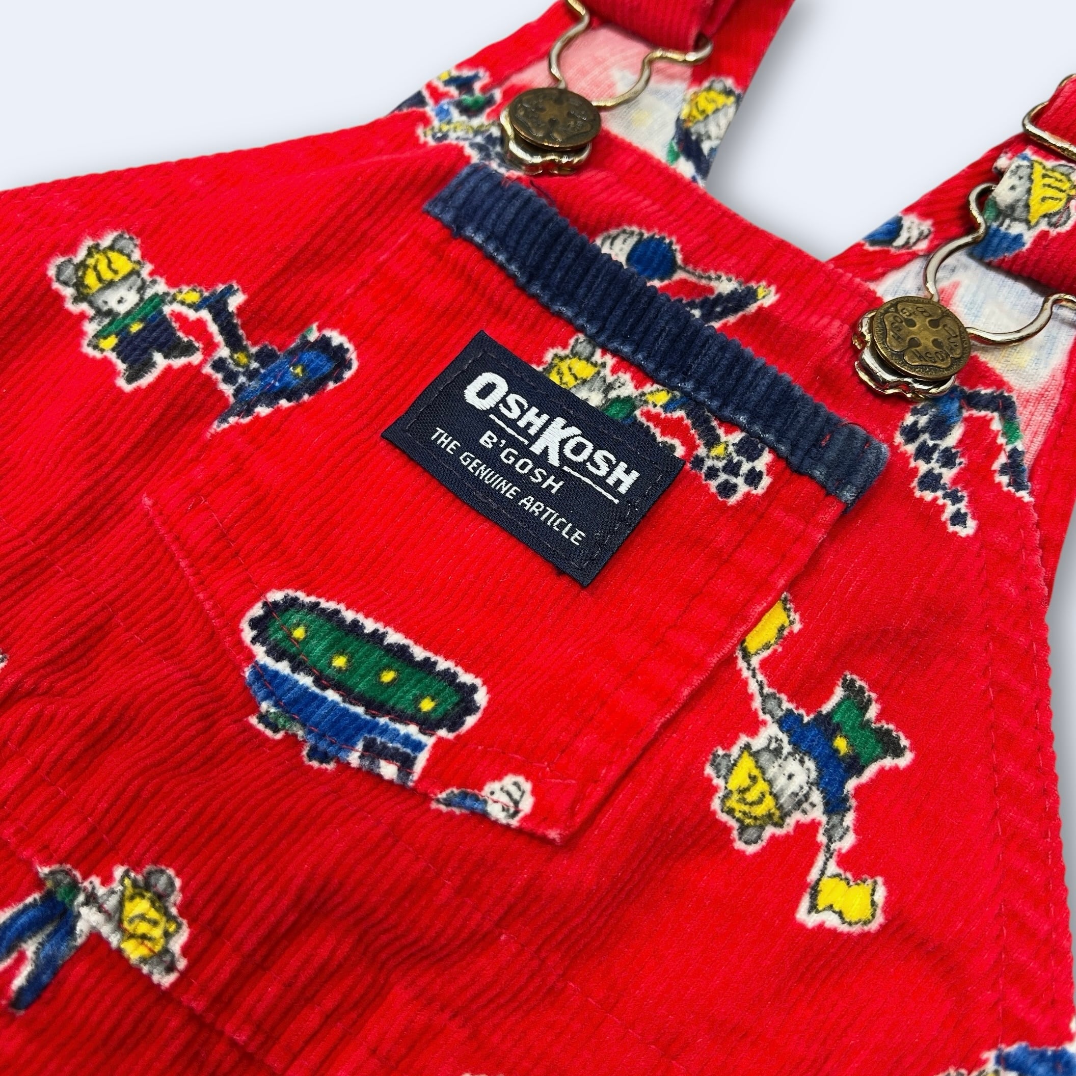 6-9M】USA製 OSHKOSH patterned corduroy overall オシュコシュ ねずみ