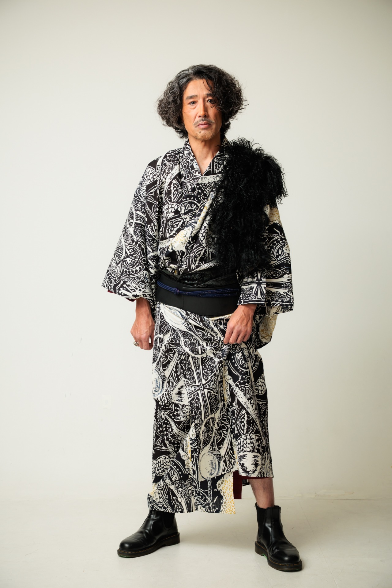 RumiRock 反物 ゆかた「豹皮の騎士」　[A1682]