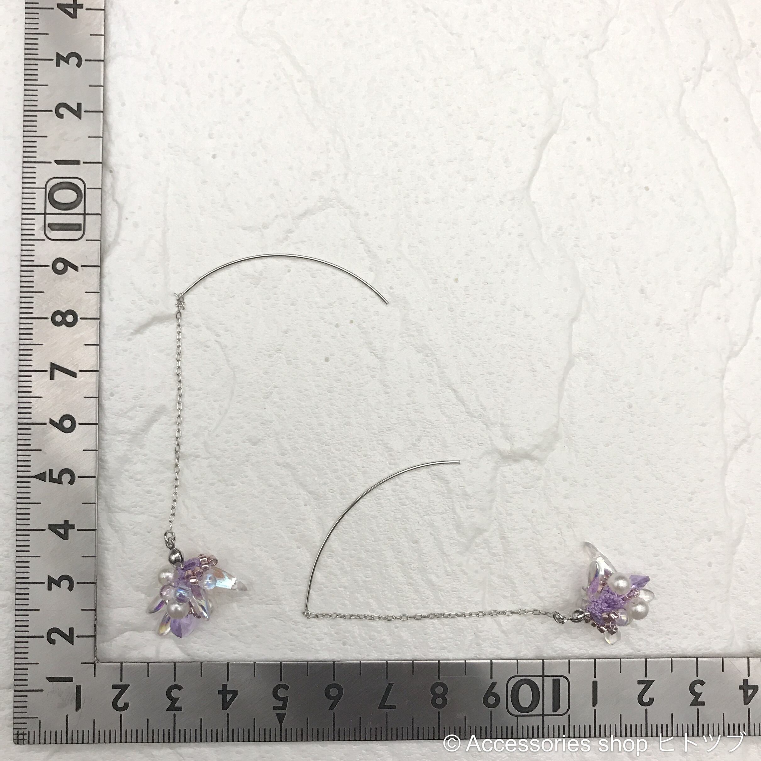 0174:パープルスワロフスキー・チェコガラスのアメリカンピアス