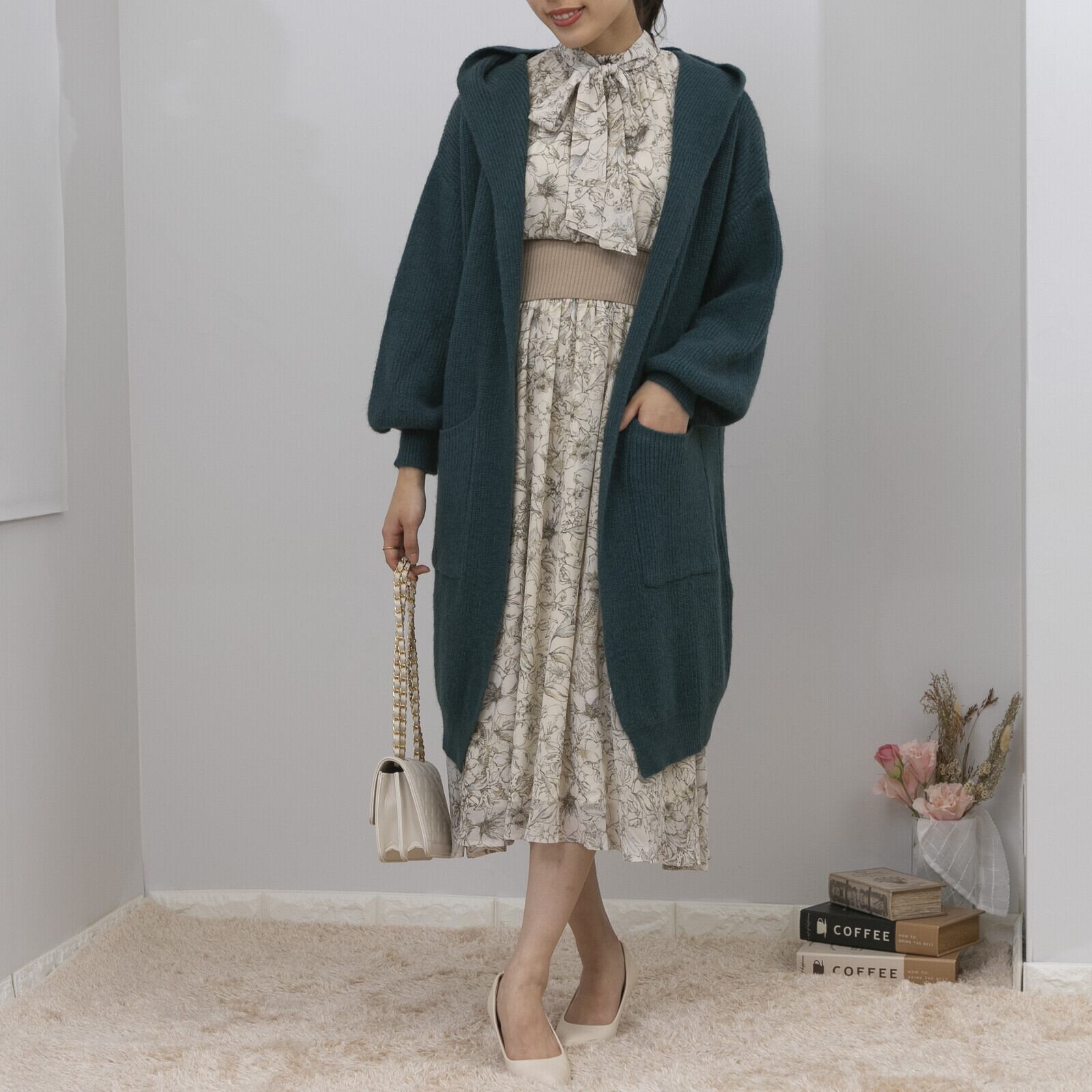 もっちり あったか フード付き ロングカーディガン | starcloset