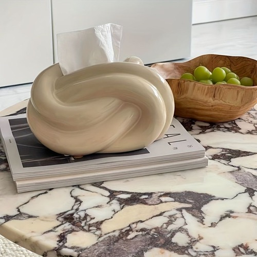 ノットデザインティッシュボックス ティッシュボックスカバー クリエイティブセラミックティッシュホルダー バスルーム リビングルーム ベッドルーム バニティカウンター ティッシュストレージボックス ホームデコレーション バスルームアクセサリー