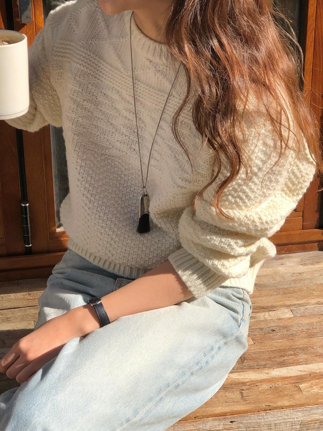 (予約) verveine / Brick wool cable knit / 3color