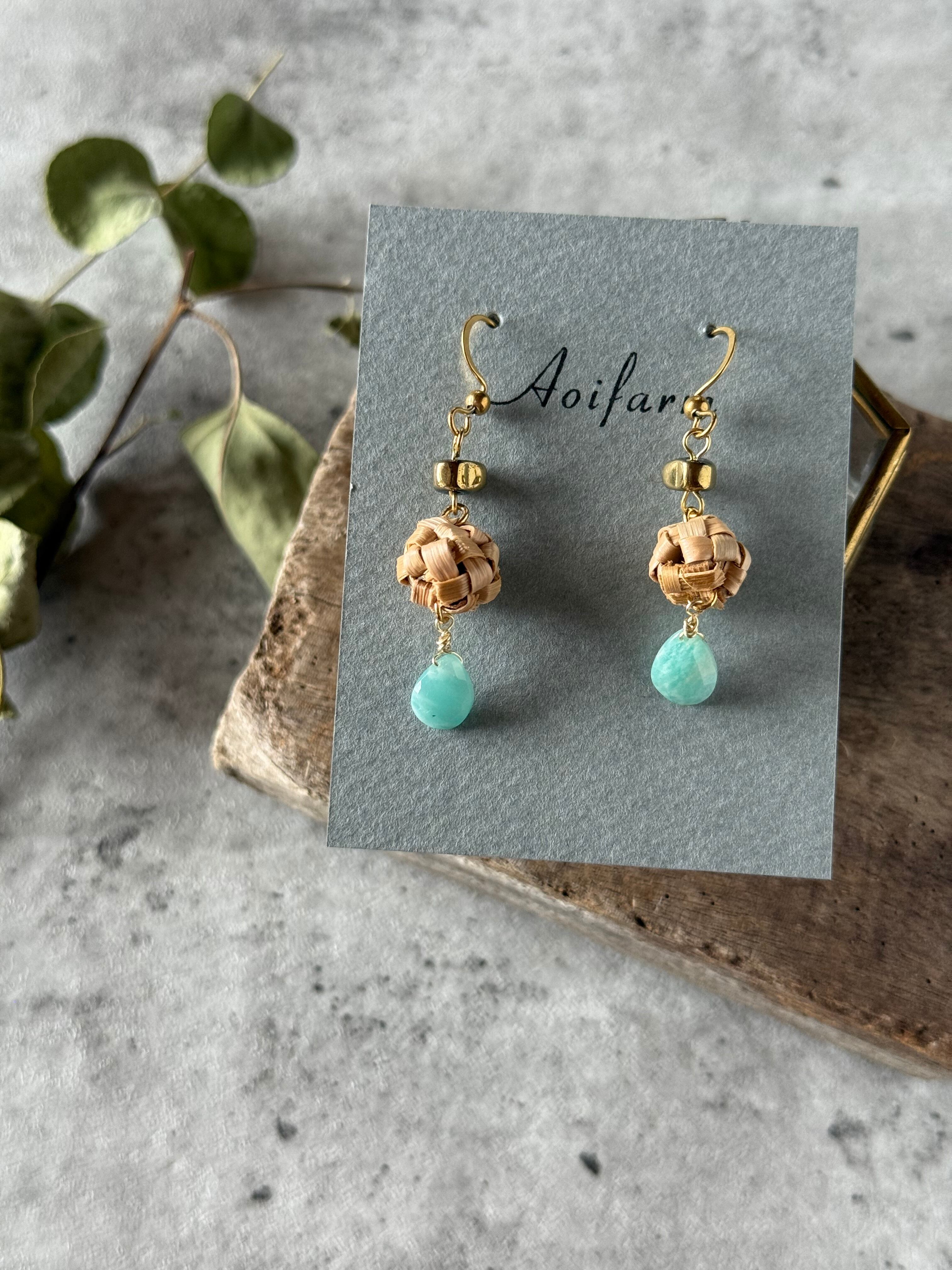 asumi 月桃×アマゾナイト ピアス | AOIFARM
