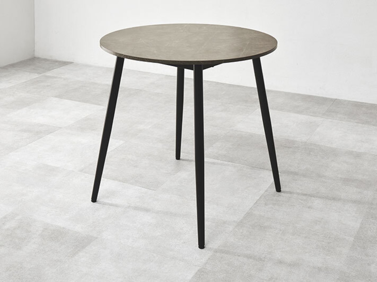 直径80cmラウンドテーブル3点セット 大理石調【チェア:グレー】・画像3