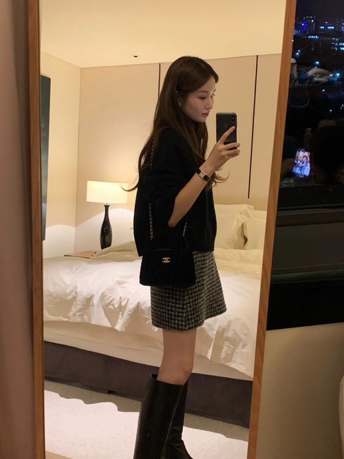 (OUNCE) check wool mini skirt