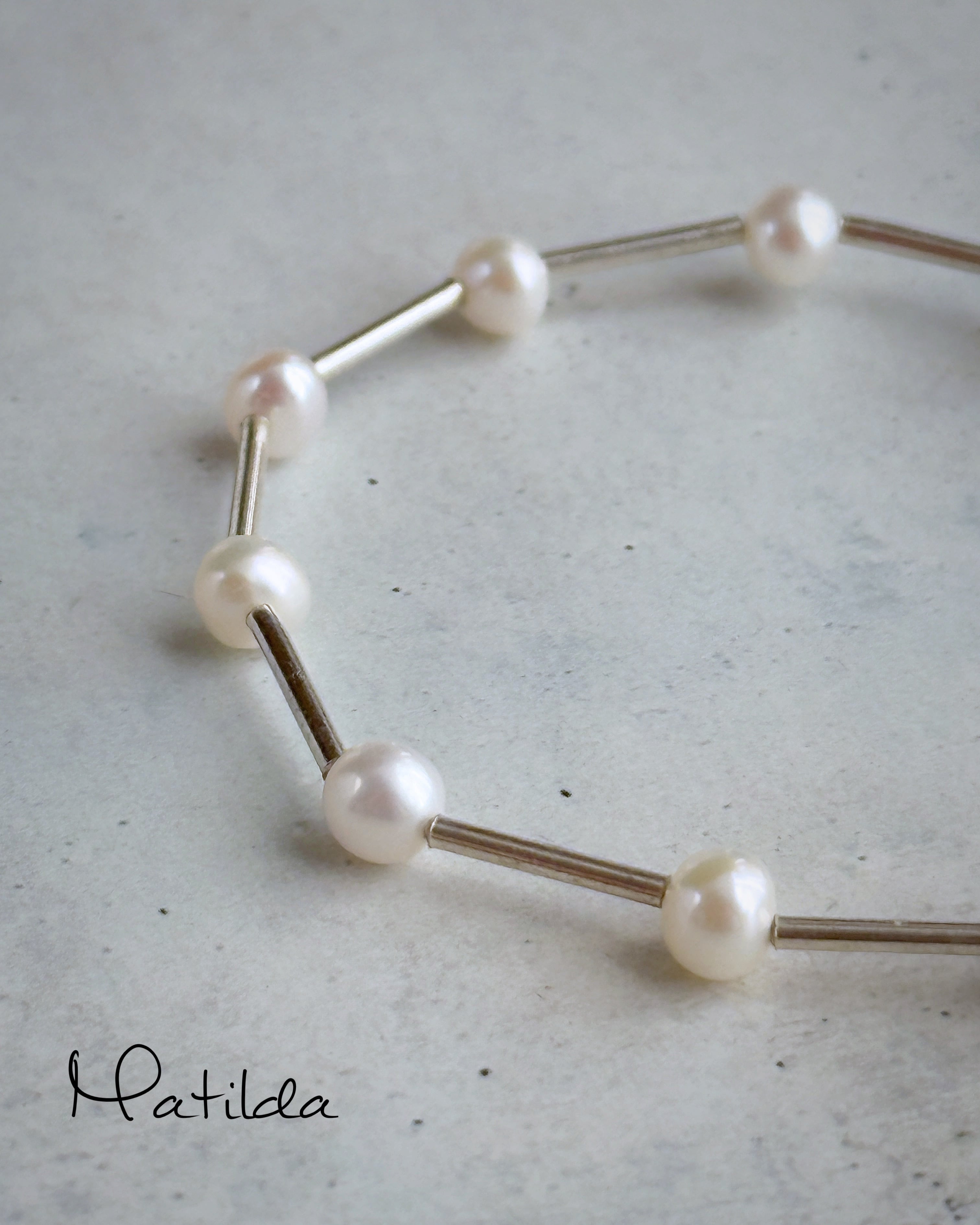 【再販】Tube & stone bracelet(淡水パールS)