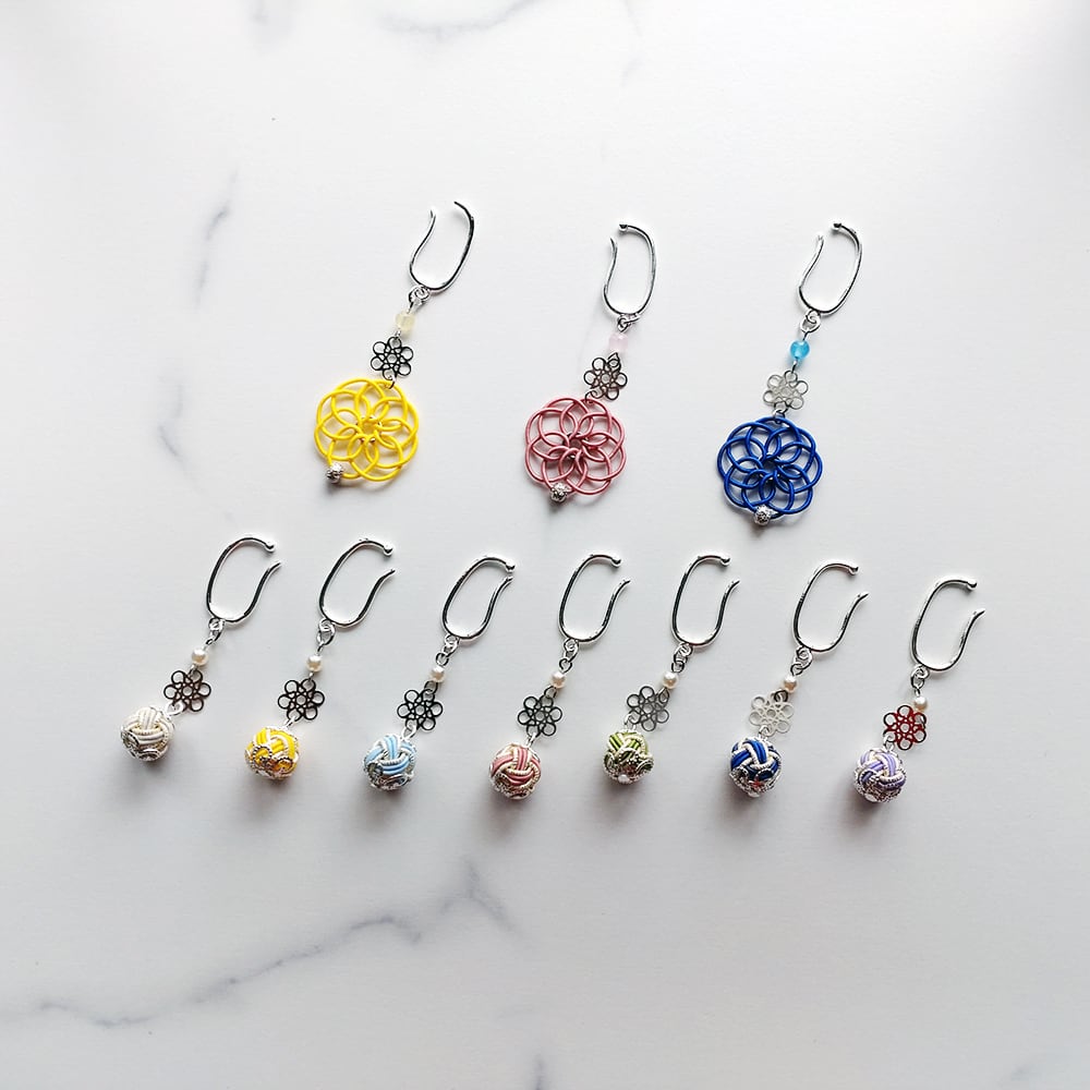 受注製作】水引 【あわじ玉のイヤーフック☆片耳】 耳飾り ピアス