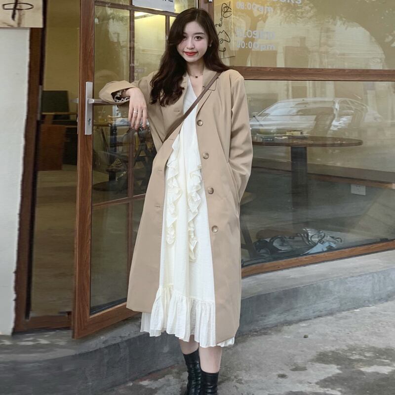 スプリングオータム薄手コート ロング 春物 秋物 試着室193172610