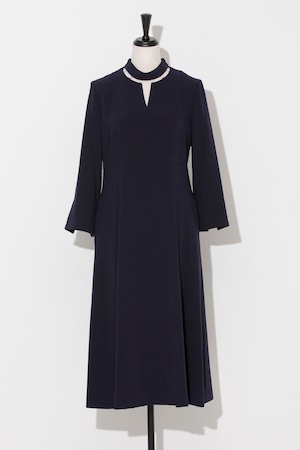 Neck Pearl Dress Ⅱ　NAVY