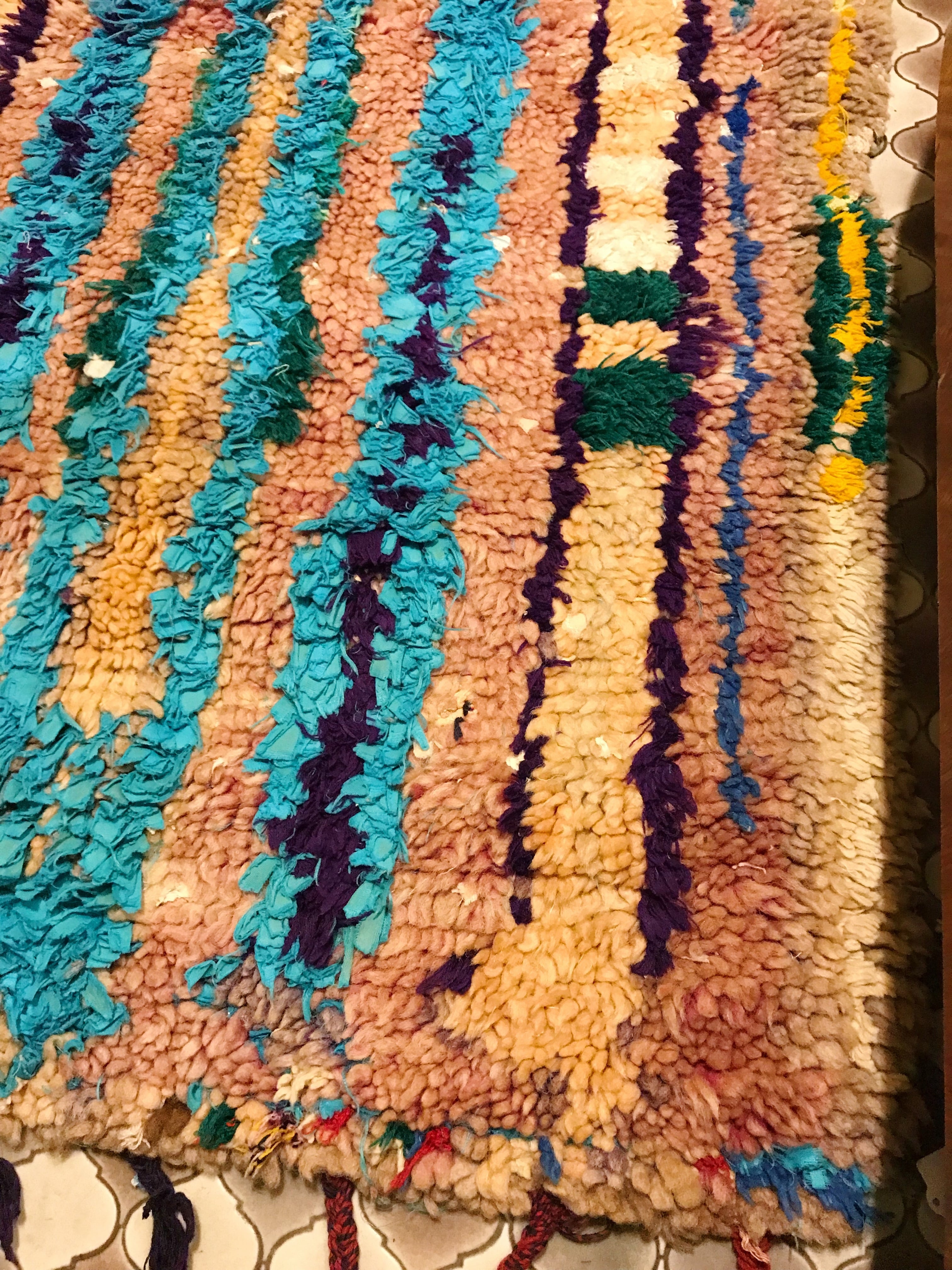 Vintage moroccan beige × multicolor berber rug ( ヴィンテージ 