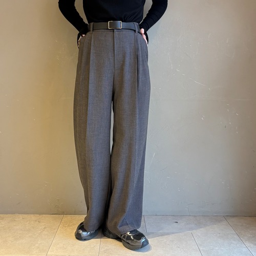 【 cafune; 】杢調メランジ２タックプレスセミワイドストレートパンツ