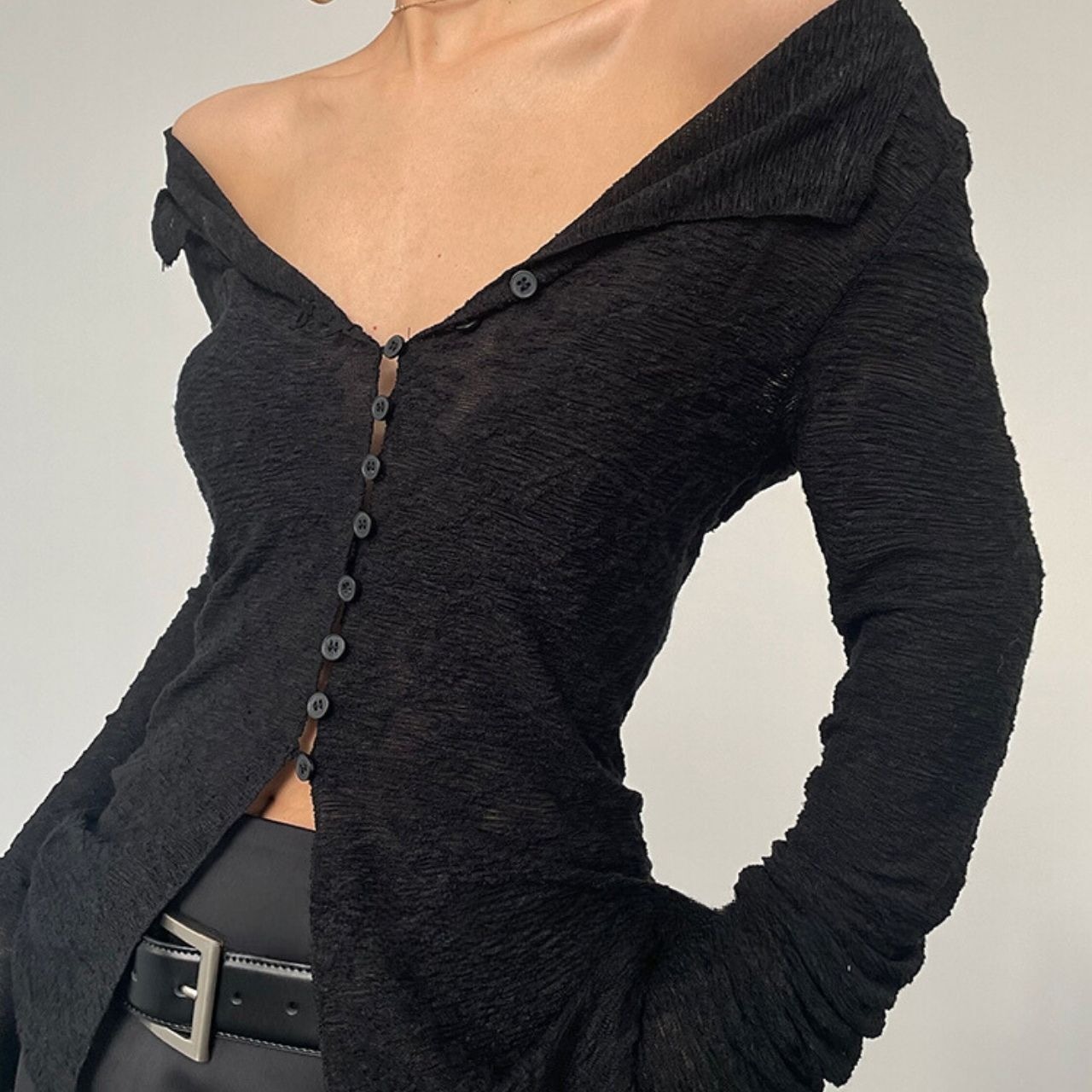 フラワージャガードガーゼトップス　LT0020042