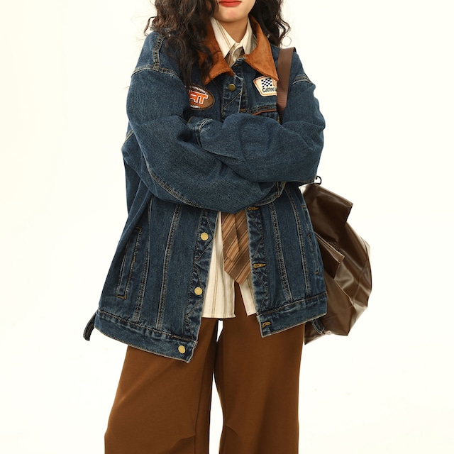 カレッジワッペンオーバーデニムジャケット R00754