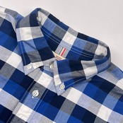 AIGLE エーグル チェック オックスフォード BD ボタンダウン 長袖シャツ M/ブルー系 メンズ