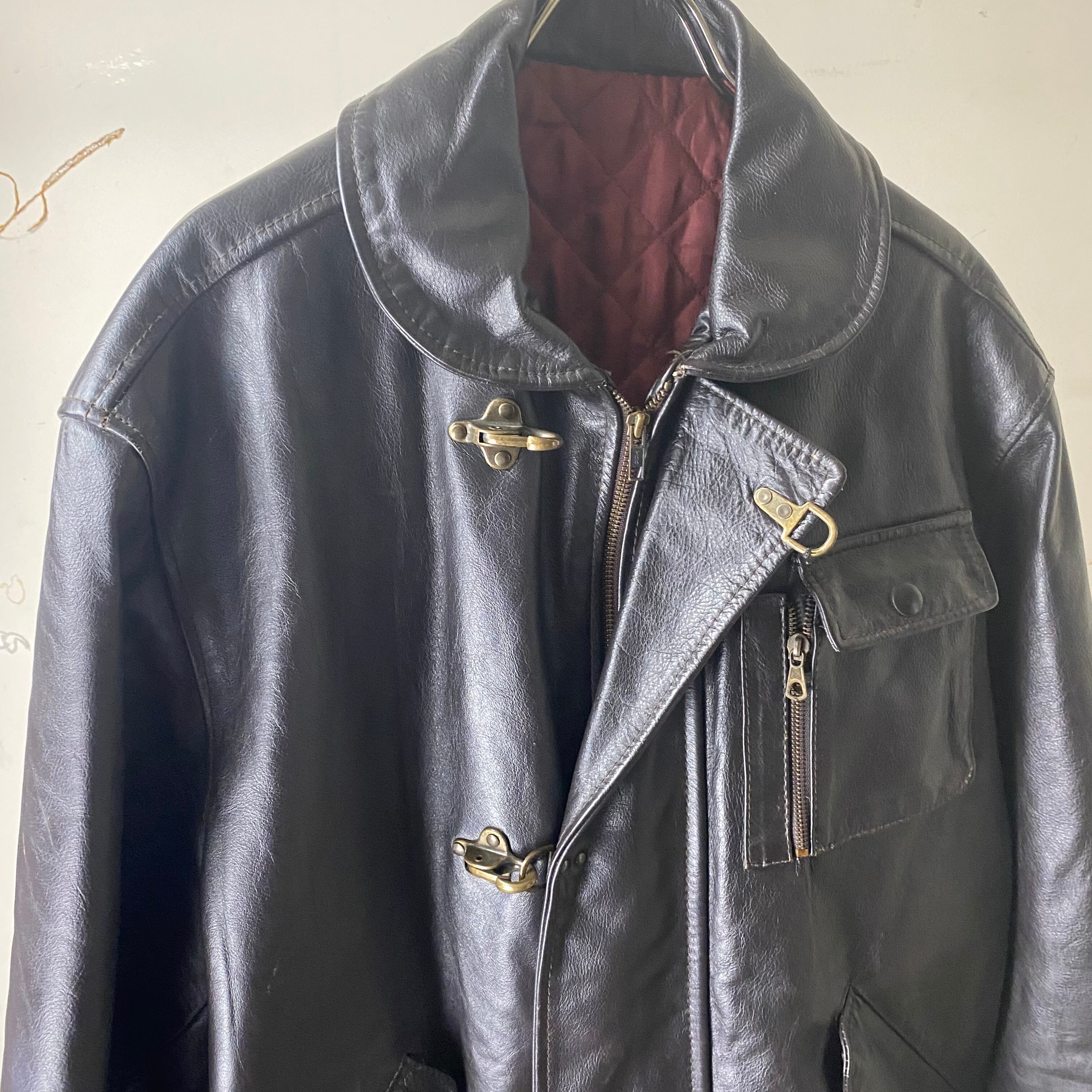 vintage leather fireman jacket | NOIR ONLINE 