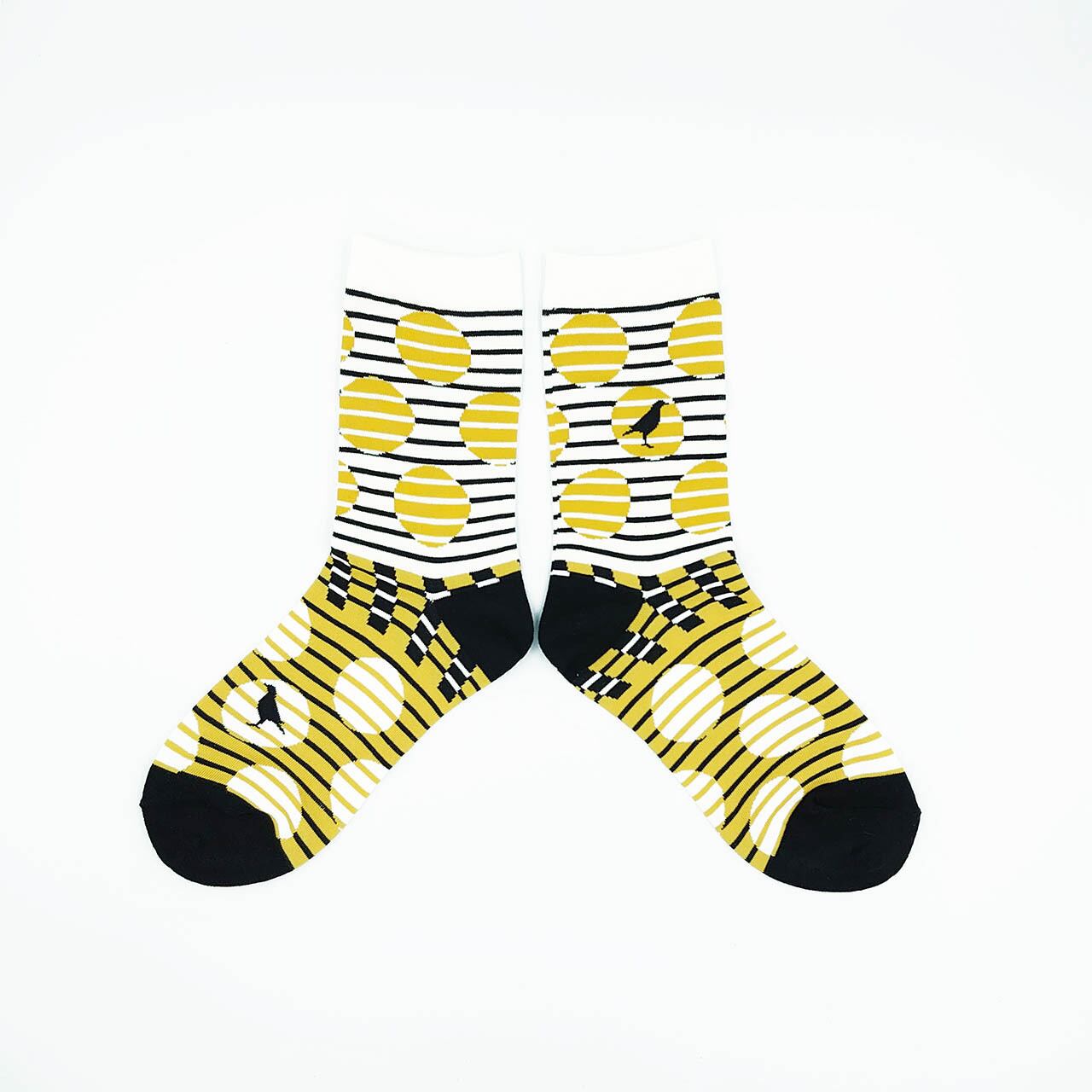 ストライプドット（黄黒）インポート ソックス【靴下 くつした socks