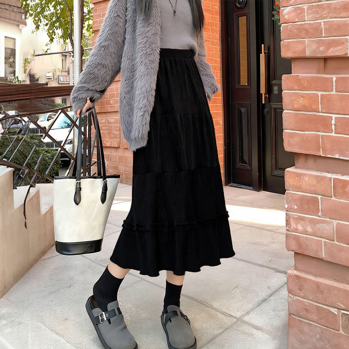 ティアード スカート コーデュロイ Aライン レディース 春秋冬 韓国 ロングスカート きれいめ 大人 かわいい おしゃれ シンプル ハイウエスト ミモレ丈 ウエストゴム 大人可愛い 大人女子