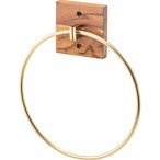 タオルハンガー JW-225BR タオル掛け タオルホルダー 壁掛け 収納 収納棚 木製 天然木 ブラウン マホガニー材 マホガニー 木 おしゃれ シンプル ナチュラル 北欧 カントリー カントリー調 ゴールド 金 金色 円 丸 リング インテリア 洗面台 トイレ ショップ 店舗 カフェ