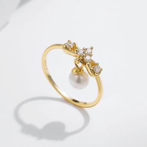 指輪 おしゃれ クリスタル パール プレミアム ゴールド リング