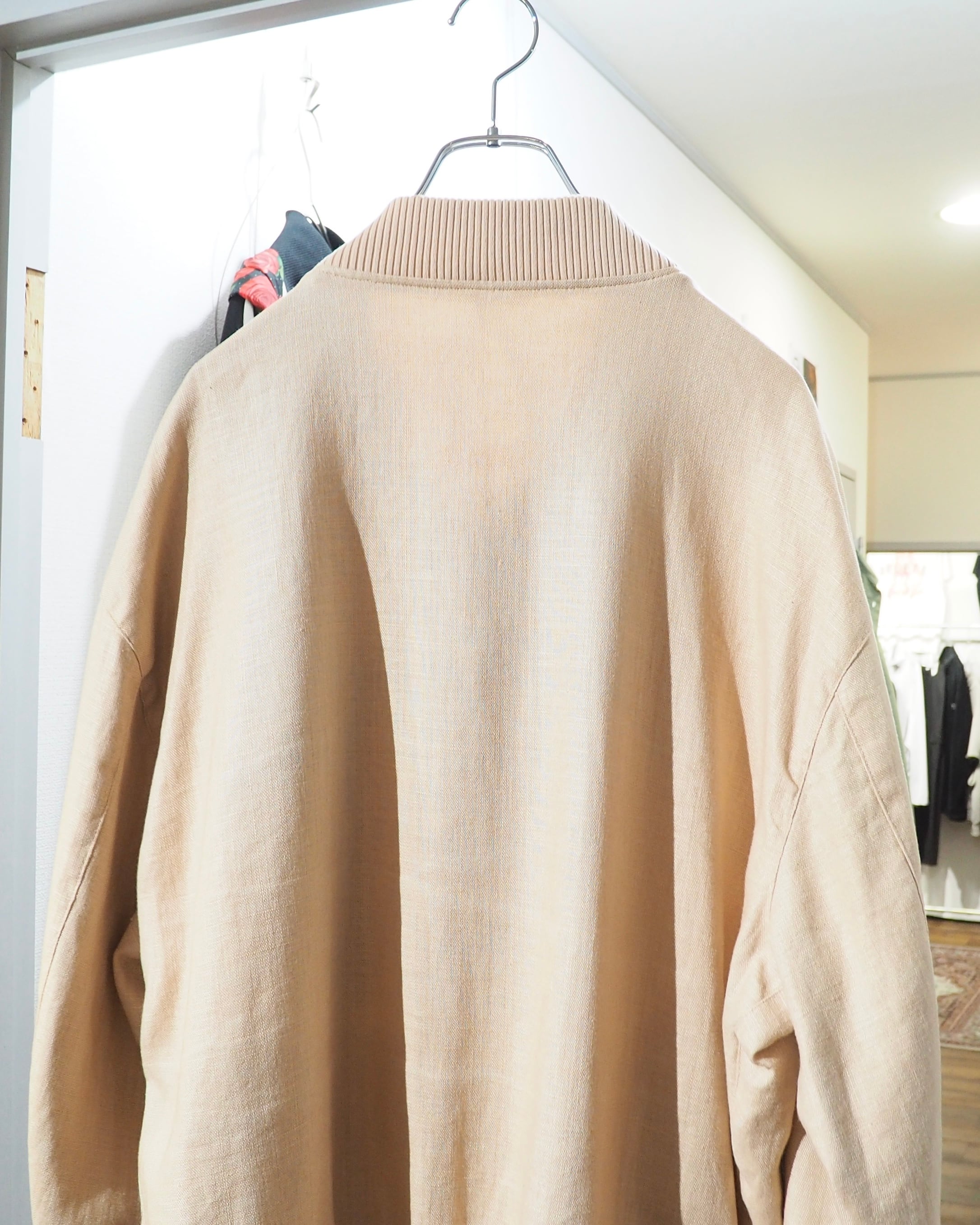 " PAPAS " Soft Light Beige color vintage loose Linen jacket