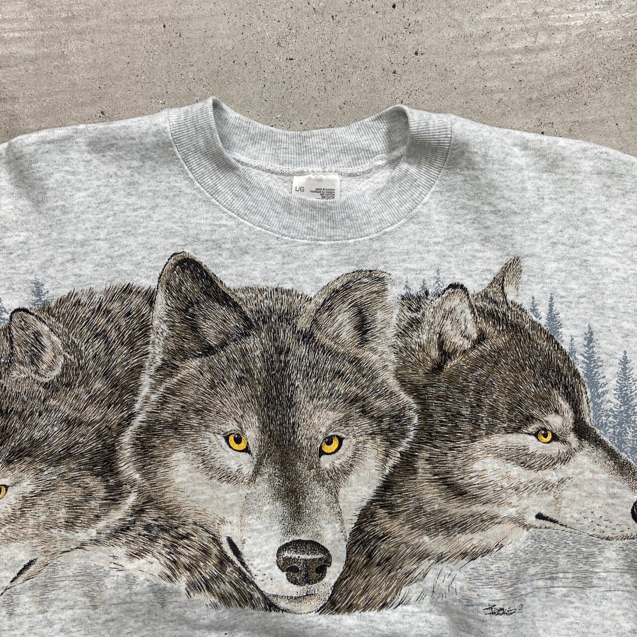 90年代 Jasper Canada スーベニア アニマルプリント スウェットシャツ