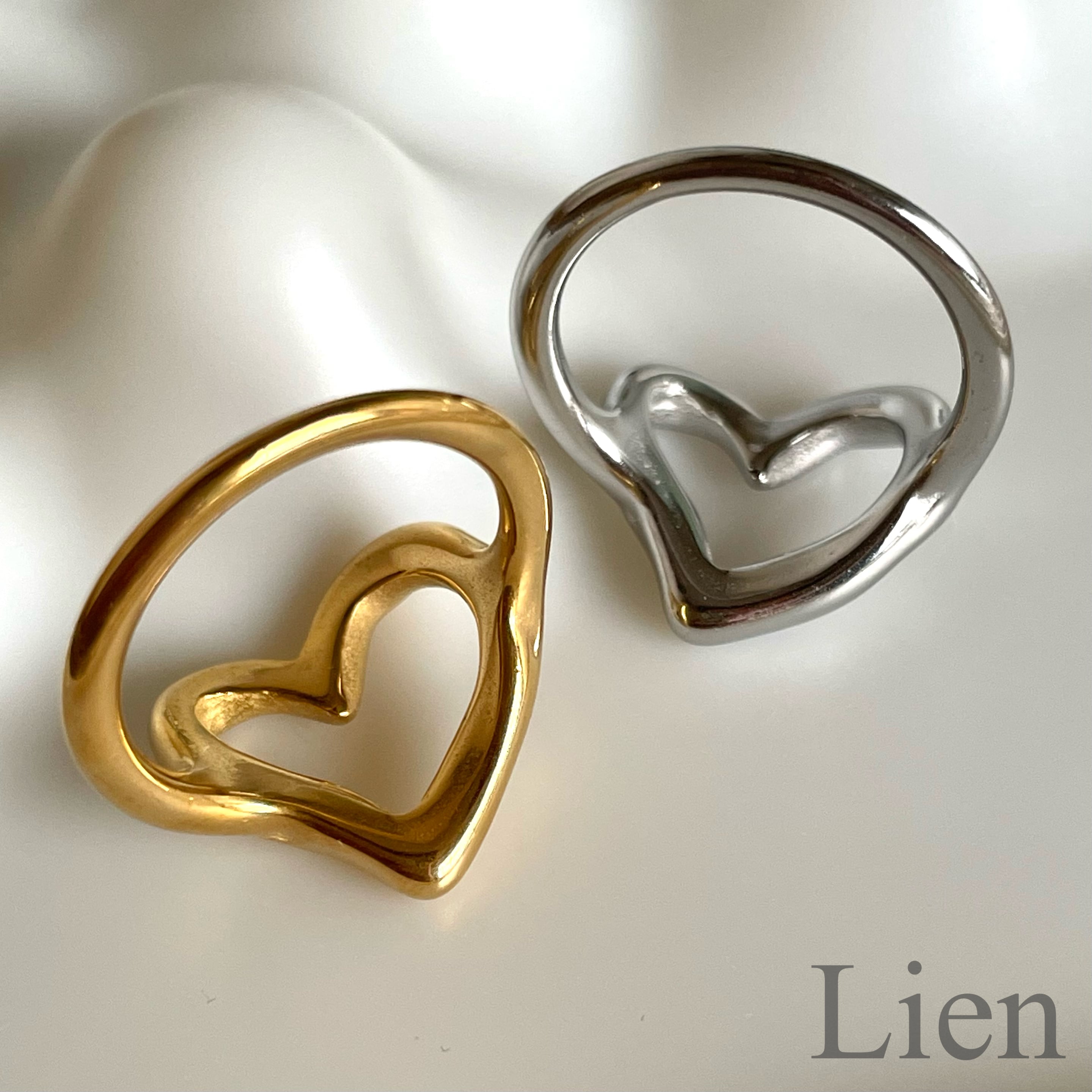 波打ち 変形 ハート リング 指輪◇つけっぱなし!OK 316L サージカル