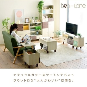 『two-tone』 キャビネット ガラス扉×チェスト リビング 収納 ガラス 木製 おしゃれ 北欧風 小さめ コンパクト 幅60 ワンルーム 一人暮らし  ディスプレイ FMB-0001