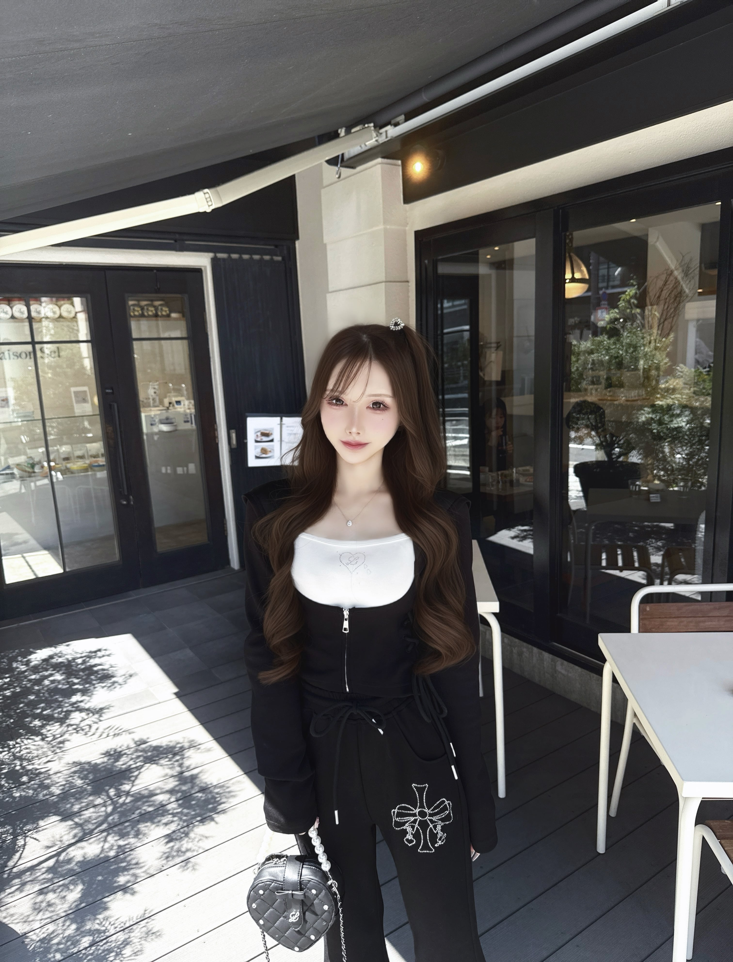 Lumignon original ♥ ribbon shoulder 3日間限定⭐︎受注再再販】Cross bijou ribbon 3set up【ブラック
