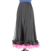 【美品 社交ダンス衣装】スカート Sanline サンリーヌ 黒 ブラック ピンク Mサイズ かわいい 可愛い 上品 バイカラー フリル