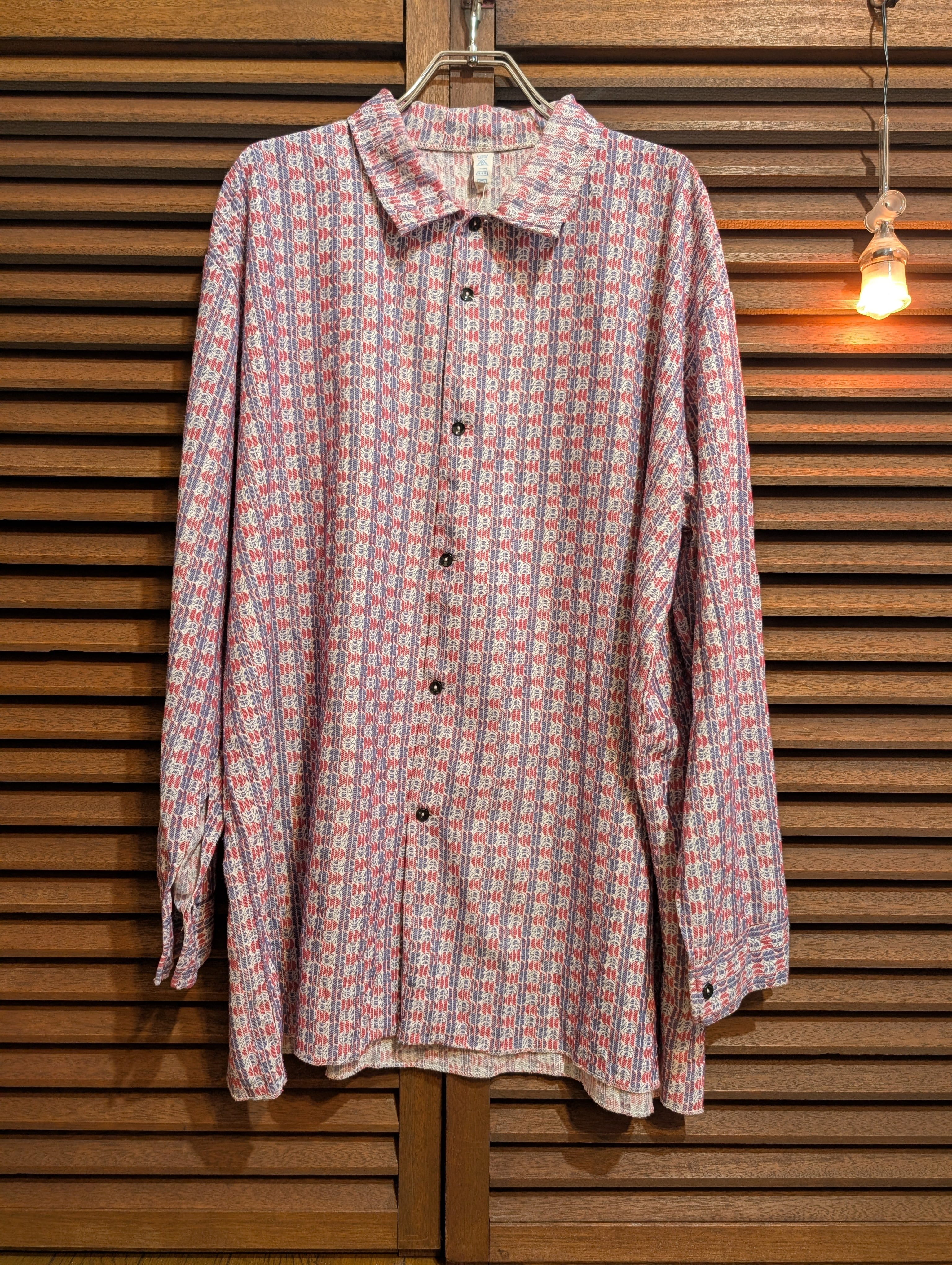 80s Euro PF Red Geometric Stripe Pattern Shirts