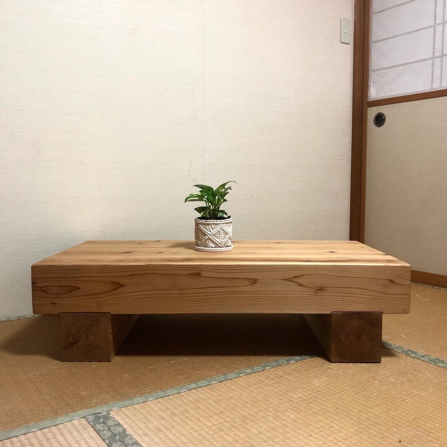 横幅100×奥行54cmどっしり木製センターテーブル☆ナチュラルカラー