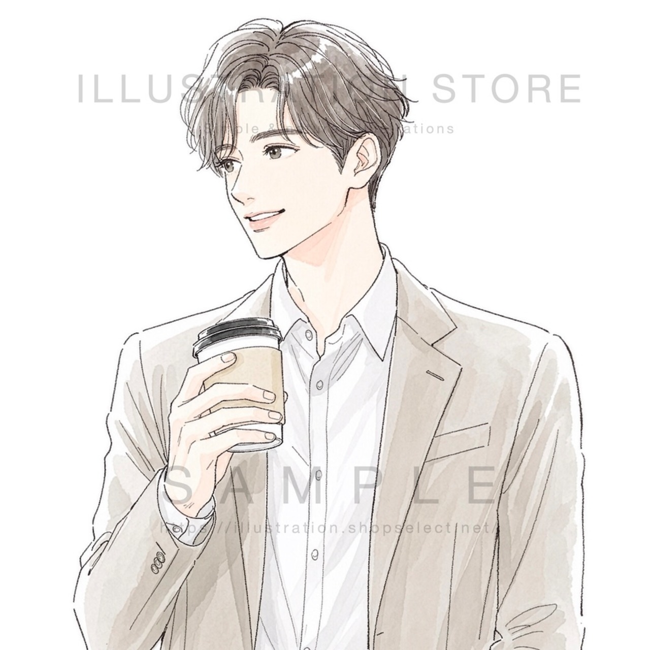 コーヒーを持つ男性のイラスト素材