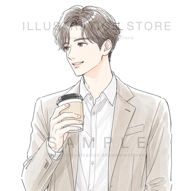 コーヒーを持つ男性のイラスト素材
