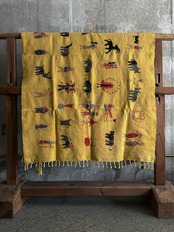 Naga tribe／Stonewashed embroidery rug（Yellow）