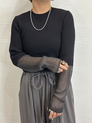 【CLOCHE】シアースリーブリブニット