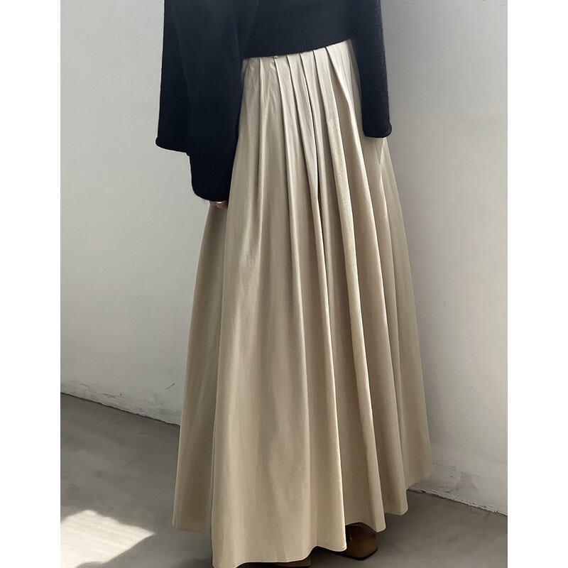high waist tuck long skirt m0198