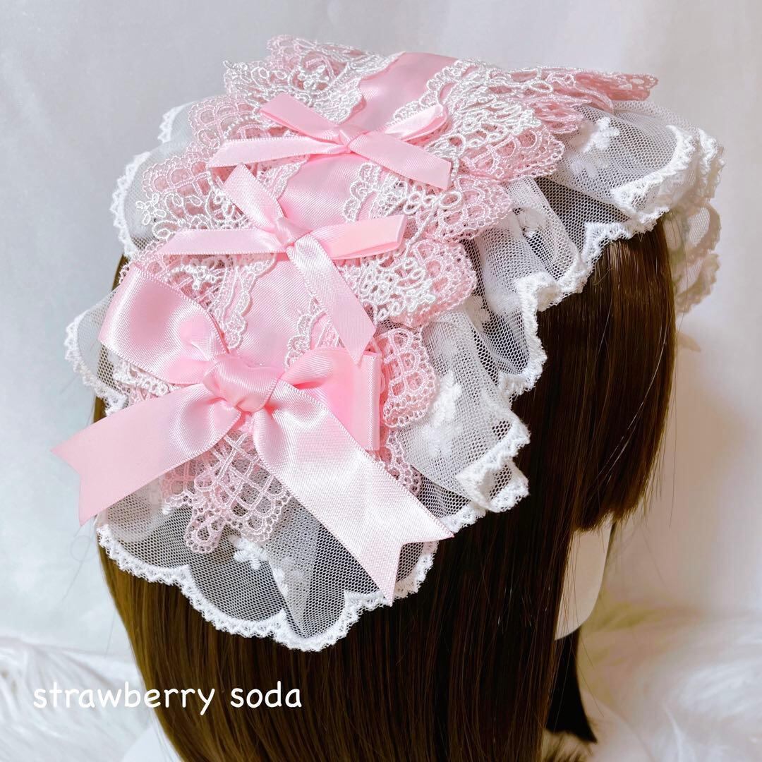 ツノ リボン ホワイト レース 水色界隈 ヘッドドレス | strawberry soda