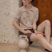 Ajourée Fleur Knit Polo F0740