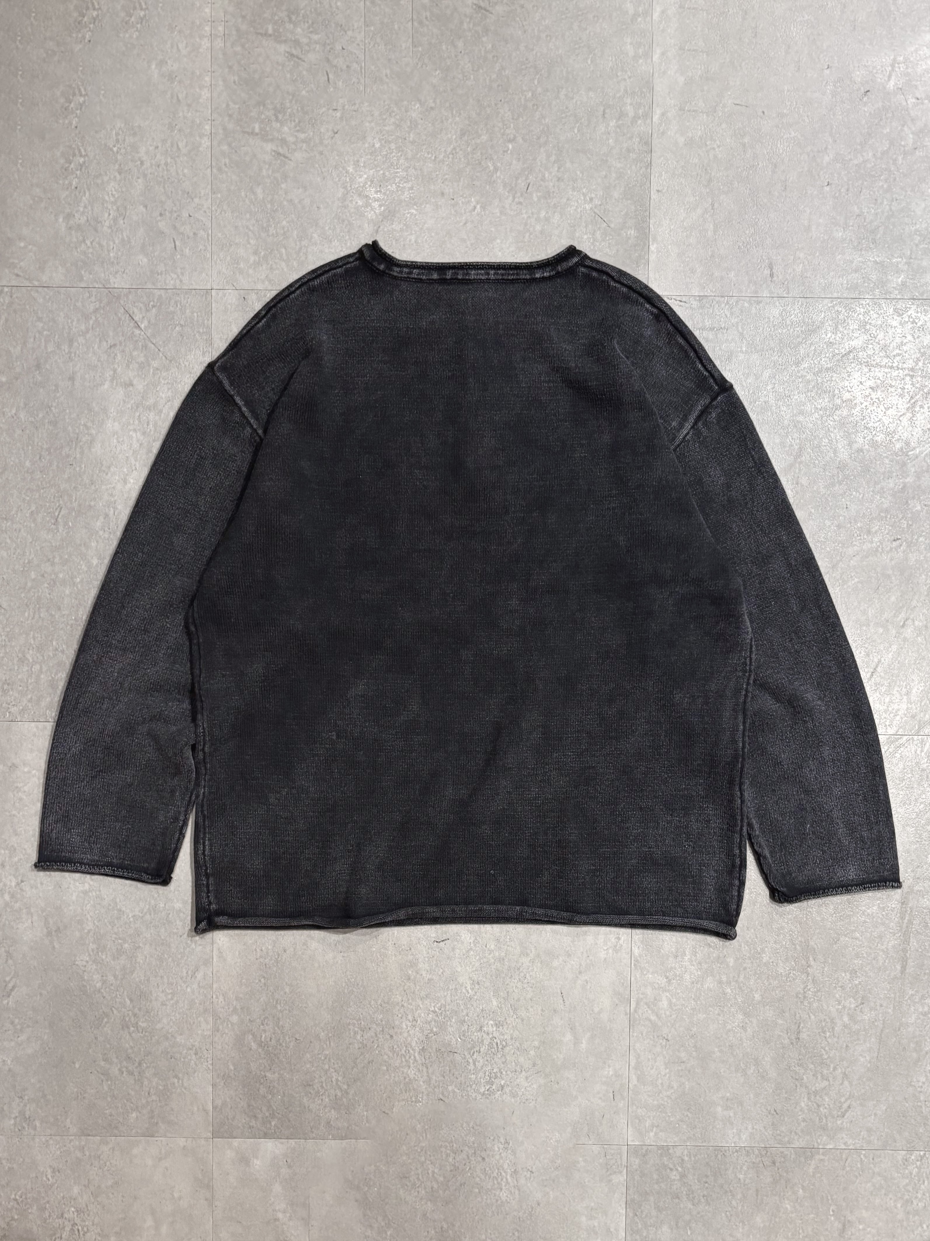 A.R.P®︎ Cotton Mineral Washed Henry Neck Knitsew Fade Black