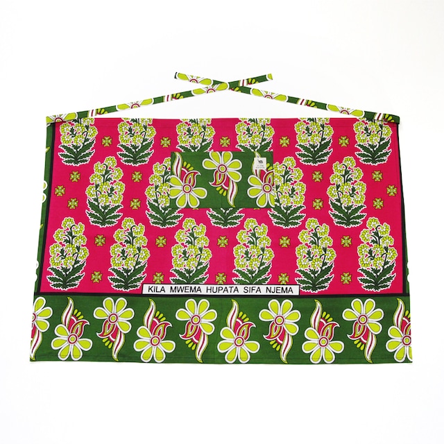 カンガのソムリエ・エプロン（ フラワー ）ユニセックス カフェ ロング キャンプ アウトドア