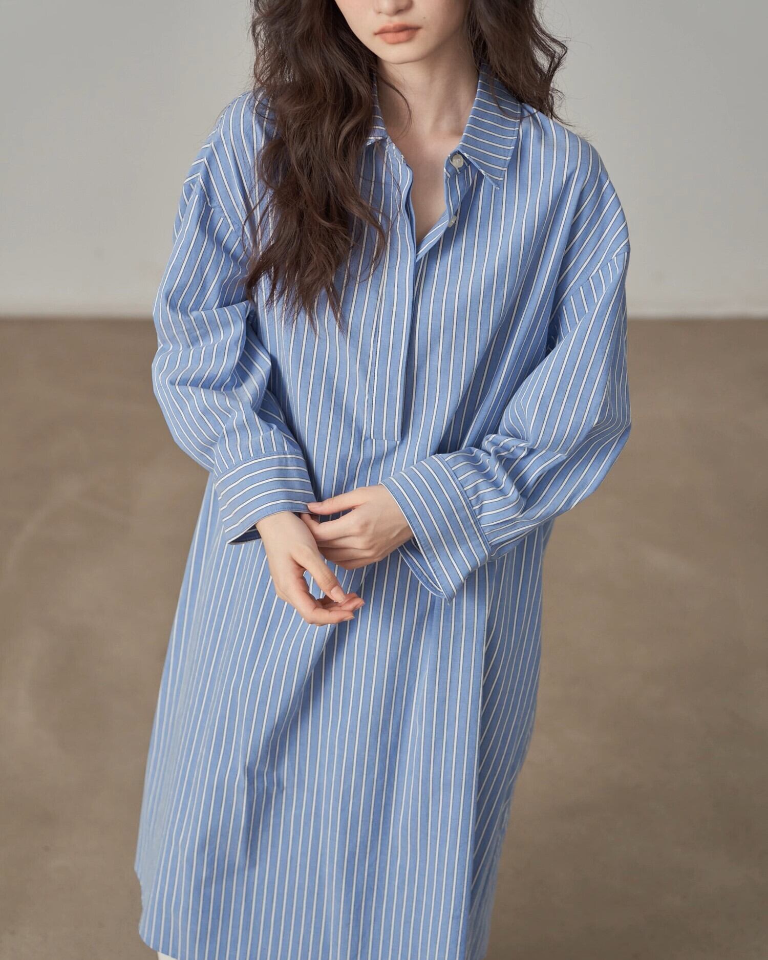 Stripe Relaxed Shirt Dress 1509 | 30代40代女性向けきれいめ  