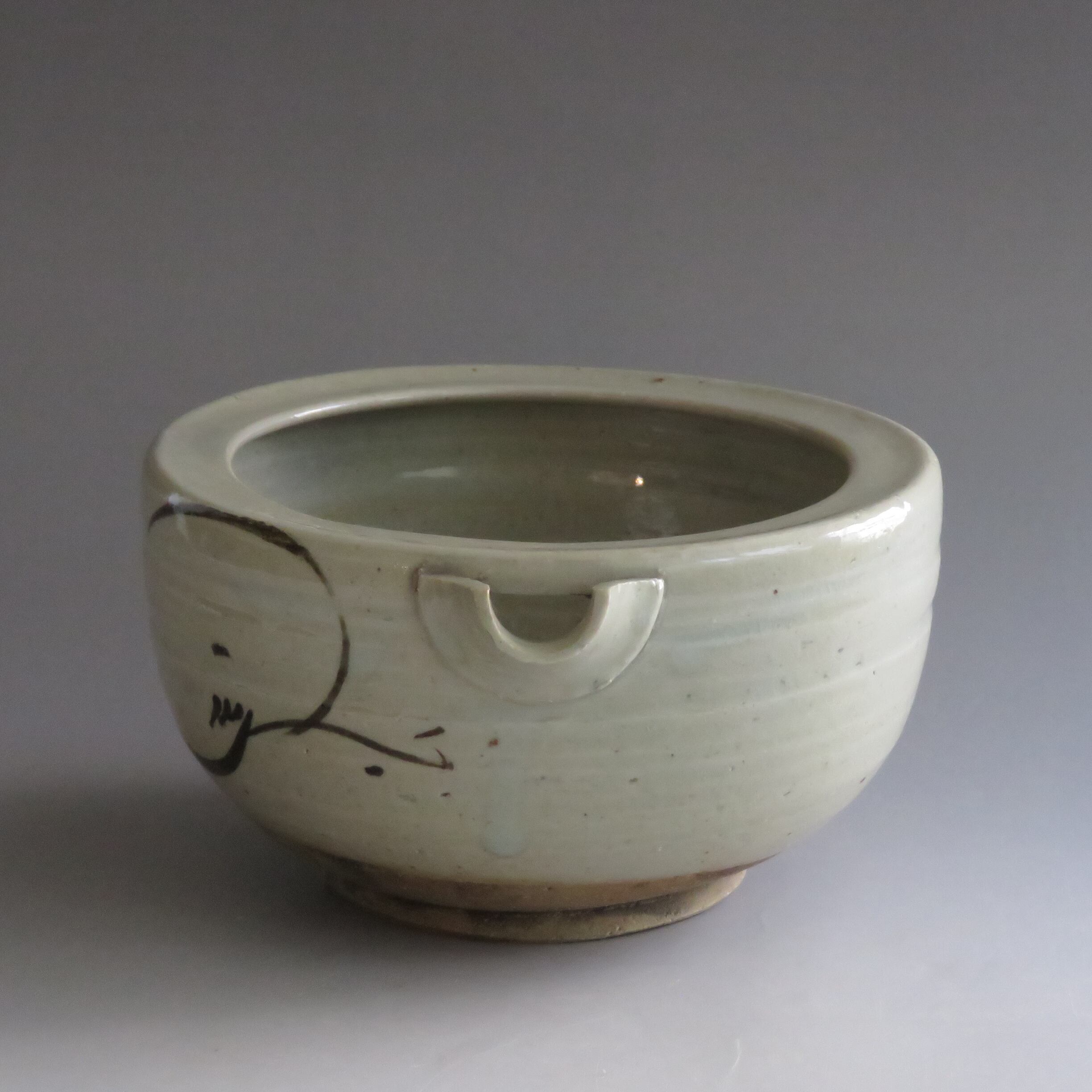 時代 絵瀬戸 片口 鉢 1300㏄ 明治期(1890年)頃 水切れ良 大型 時代 絵瀬戸 片口 鉢 1300㏄ 明治期(1890年)頃 水切れ良 大型