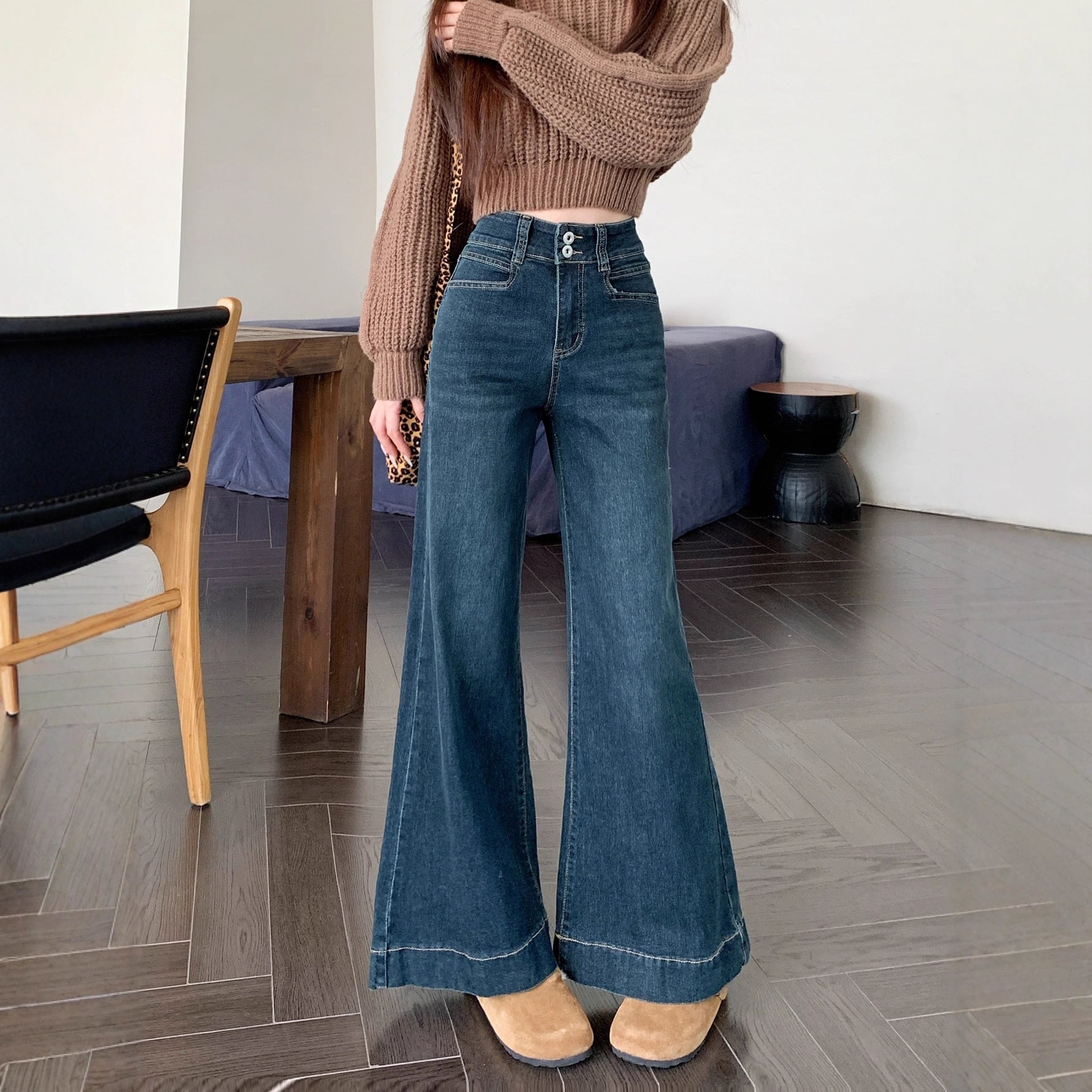 【bottoms】デニムワイドパンツ M32894